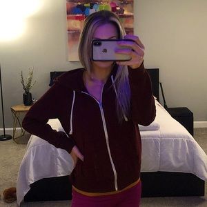 Burnt Orange/red Zip Hoodie